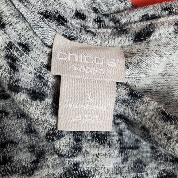 Chico’s Zenergy Women’s Leopard Print Sleeveless Top Size 3 (16/18) Gray Black - Picture 5 of 7
